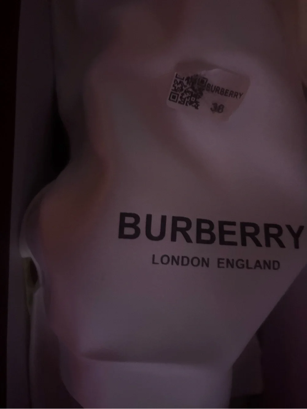 Burberry White Logo Dust Bag with Black Text
